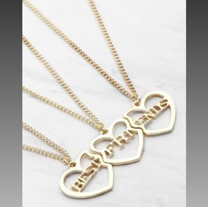 3 piece Gold Heart Shaped Friendship Necklace